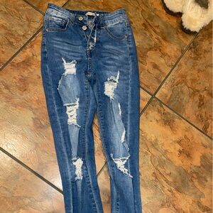 Distressed Blue Jeans